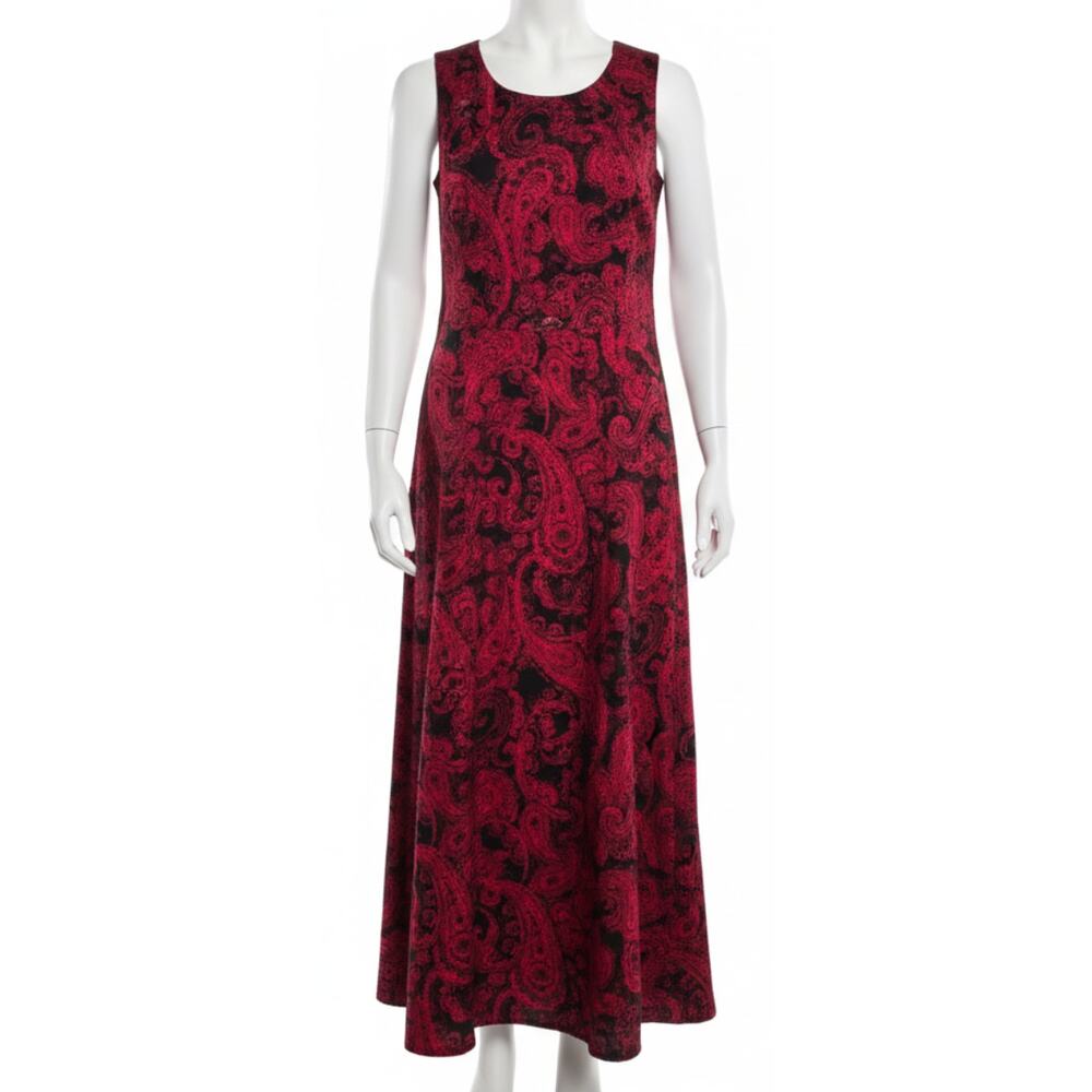 Dress 12 Red Black Paisley Maxi Gown Fairy Grunge Whimsigoth Vamp 90s DISCOLOR